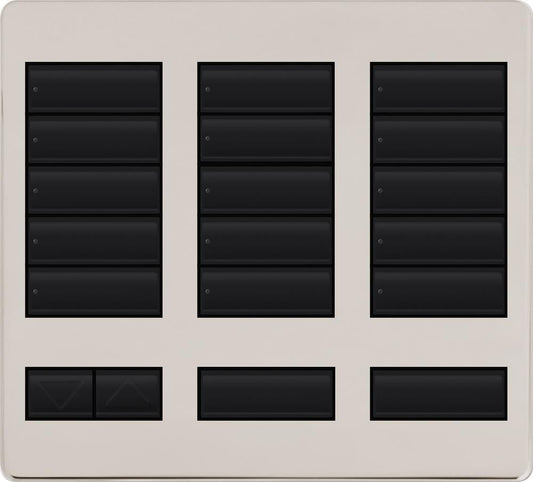 Lutron 15-button keypad faceplate in Bright Nickel