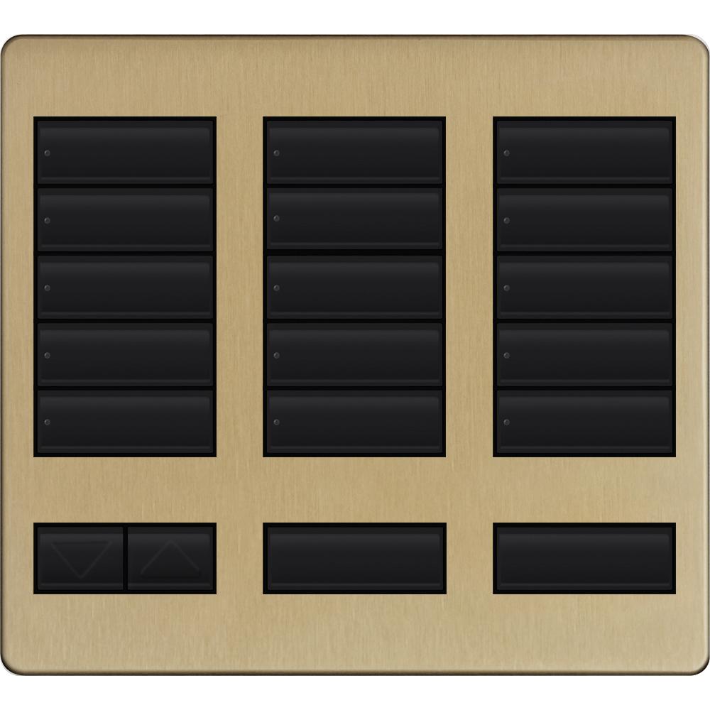 Lutron 15-button keypad faceplate in Brass Anodized Aluminum