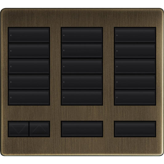 Lutron 15-button keypad faceplate in Antique Brass