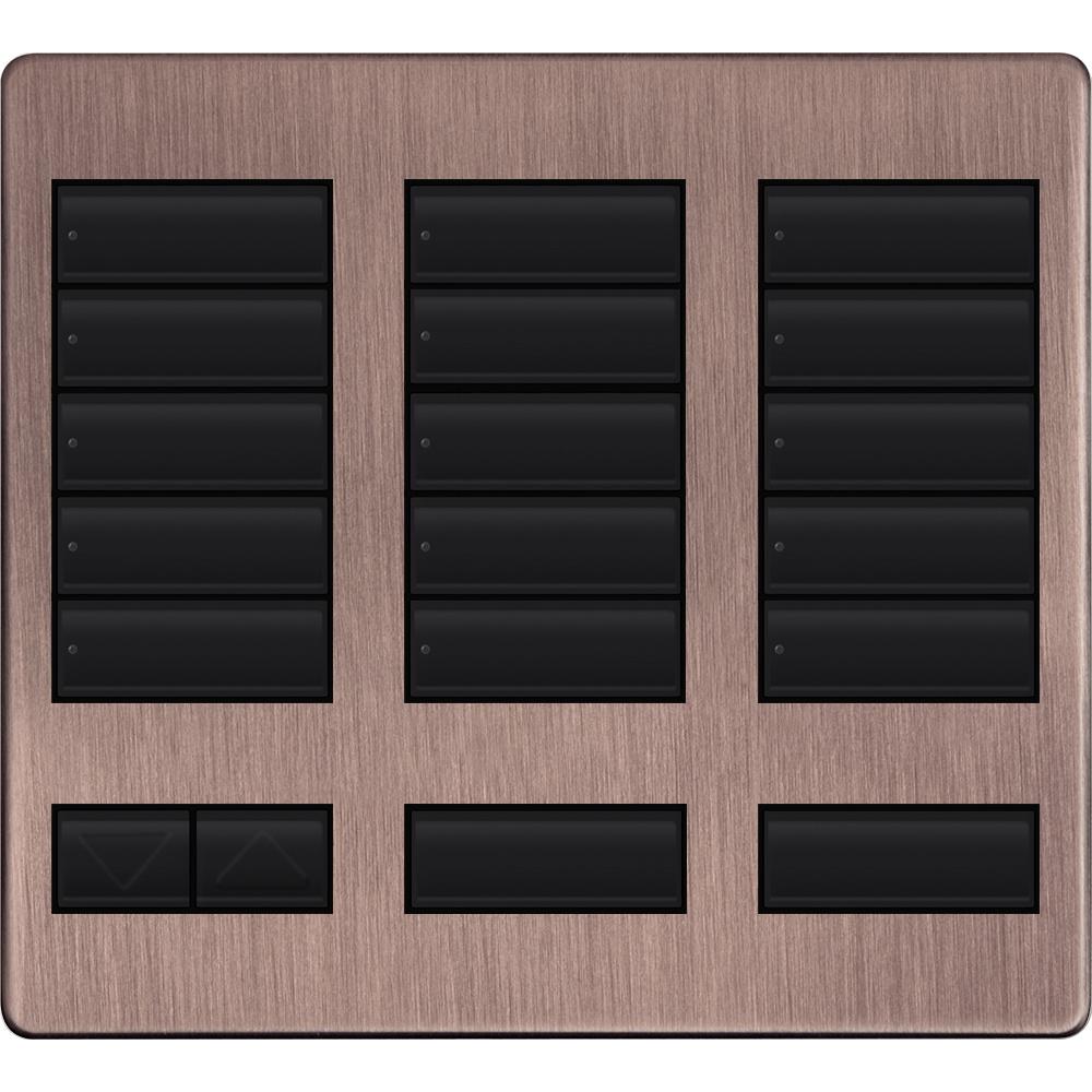 Lutron 15-button keypad faceplate in Antique Bronze