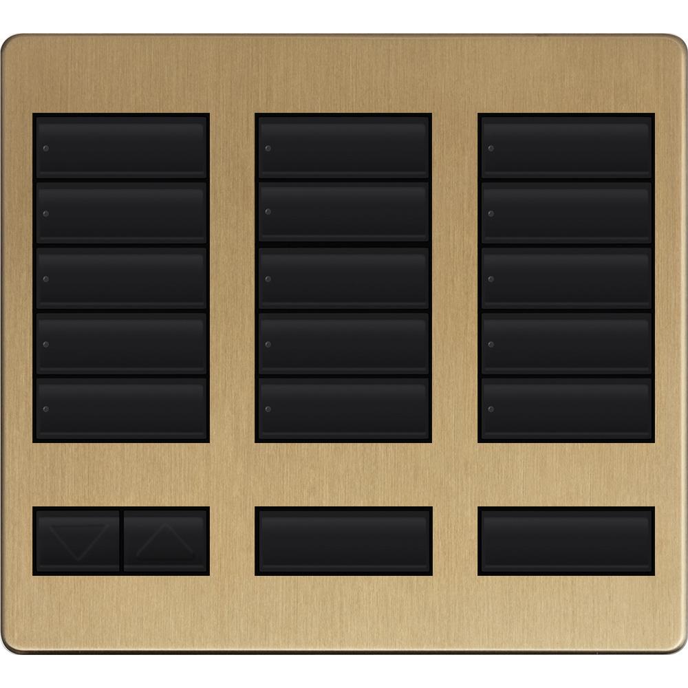 Lutron 15-button keypad faceplate in Satin Brass