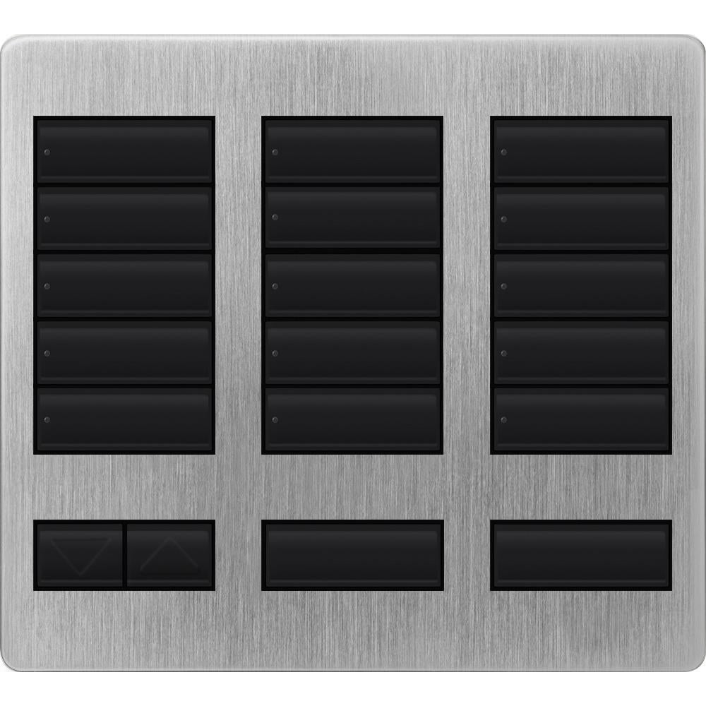 Lutron 15-button keypad faceplate in Satin Chrome