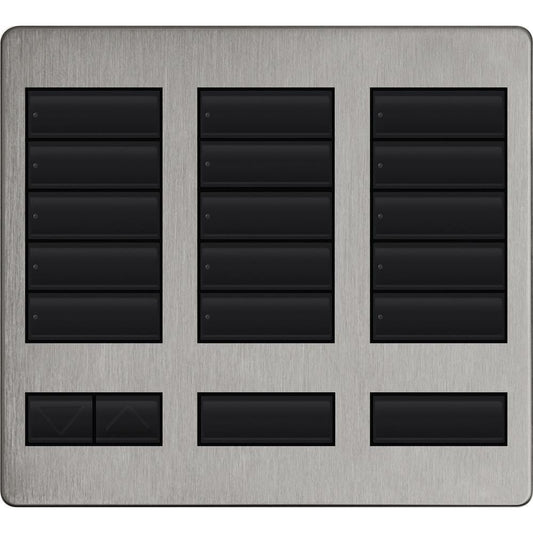 Lutron 15-button keypad faceplate in Satin Nickel