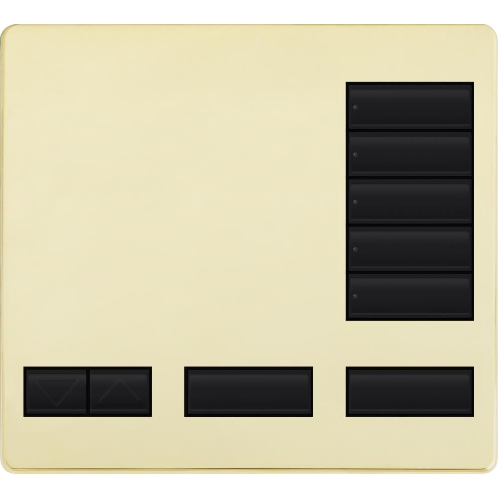 Lutron 5-button keypad faceplate in Bright Brass