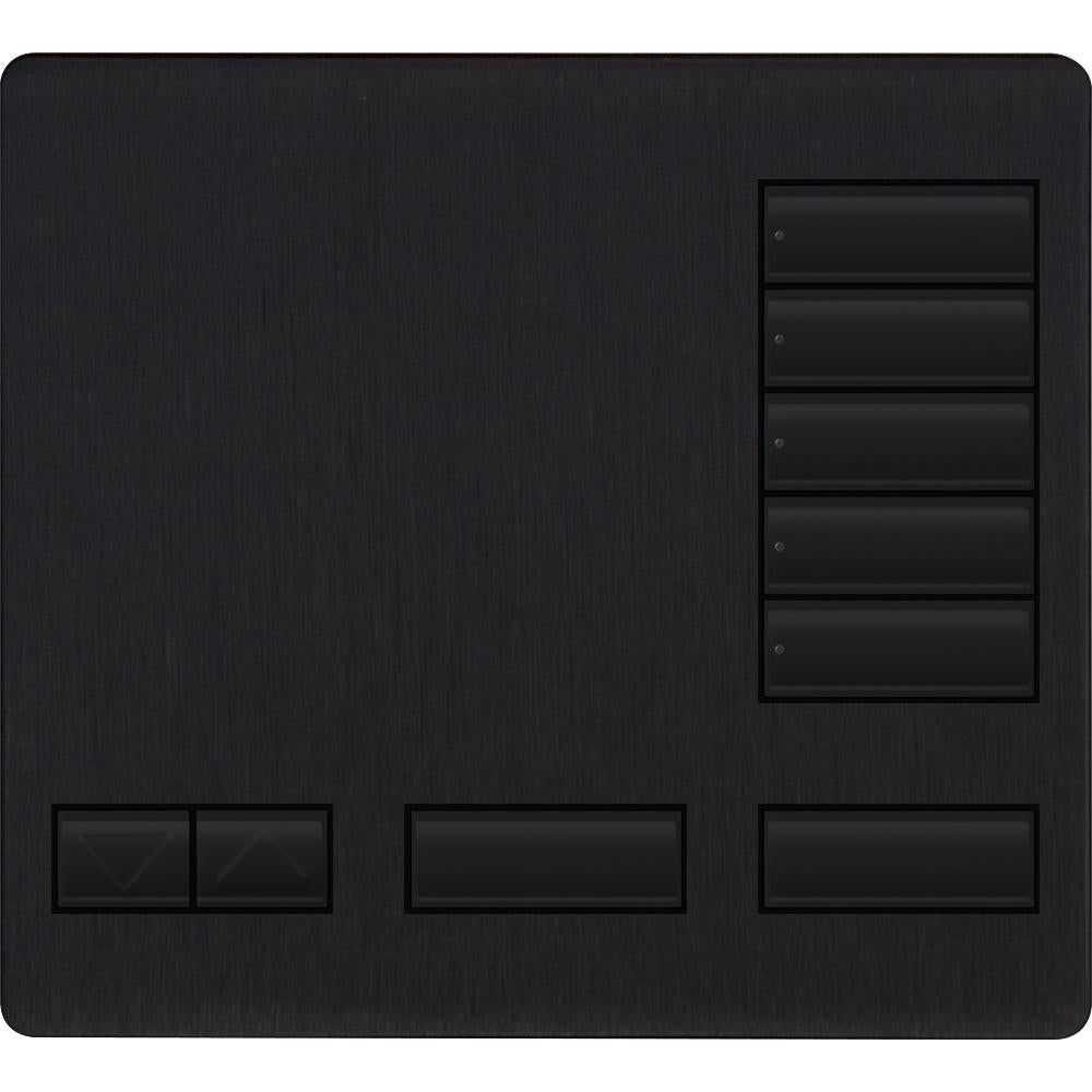 Lutron 5-button keypad faceplate in Black Anodized Aluminum