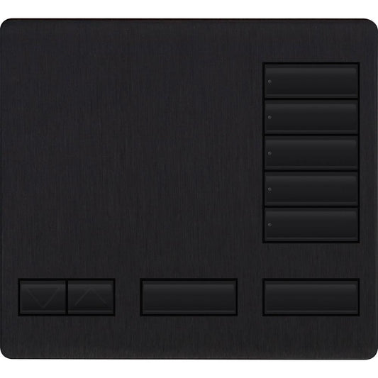 Lutron 5-button keypad faceplate in Black Anodized Aluminum
