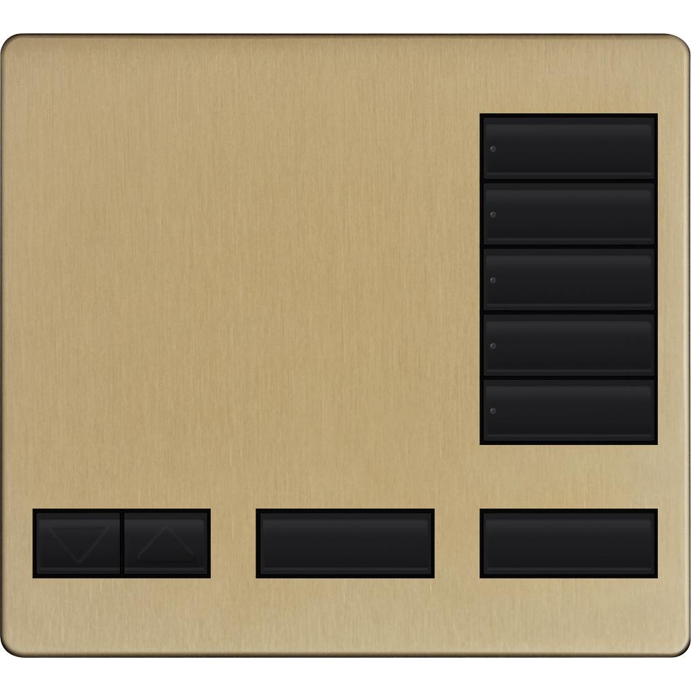 Lutron 5-button keypad faceplate in Brass Anodized Aluminum