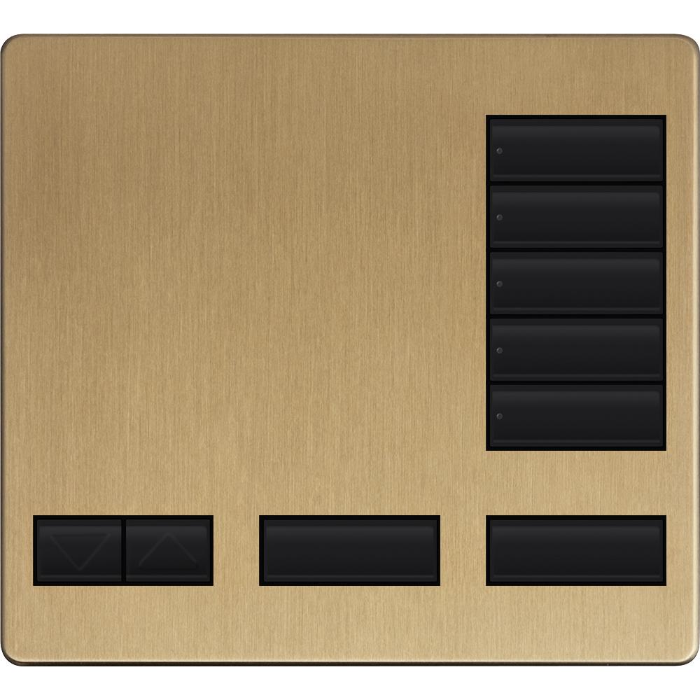 Lutron 5-button keypad faceplate in Satin Brass