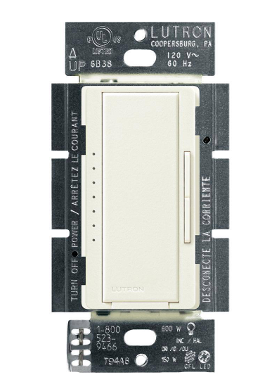 Lutron Maestro LED+ dimmer switch in Biscuit