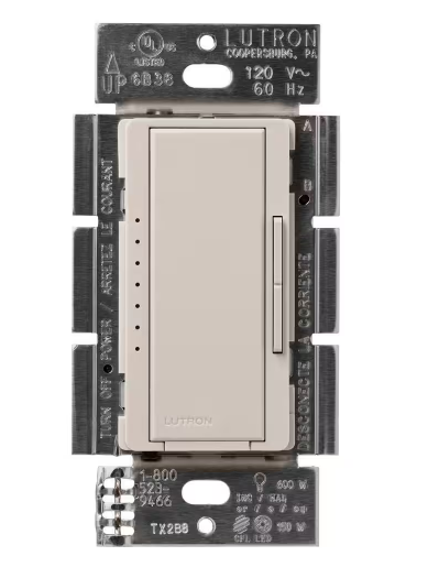 Lutron Maestro LED+ dimmer switch in Taupe
