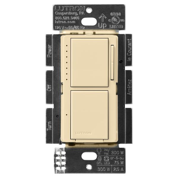 Lutron Maestro LED+ dimmer switch in Ivory