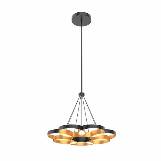 Kuzco Maestro CH90826-BK/GD 26-inch LED chandelier with black and gold finish and sculptural interlocking ring design