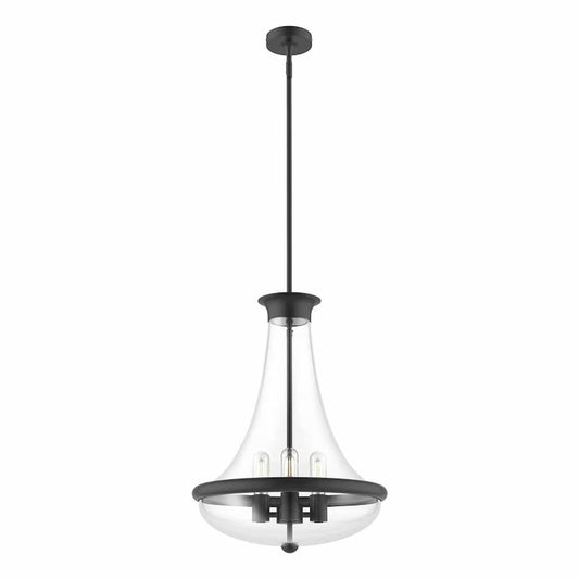 Alora Mood Marcel PD464018MB 18-Inch Pendant Light in Matte Black with Sculptural Clear Glass Shade