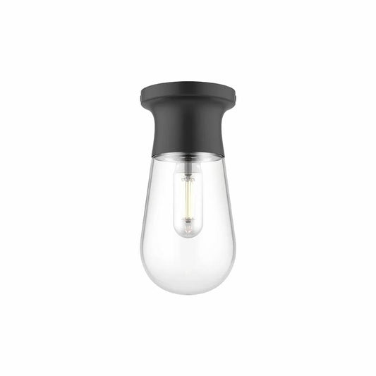 Alora Mood Marcel SF464001MB 5-Inch Semi-Flush Mount in Matte Black with Sculptural Clear Bubble Glass Shade