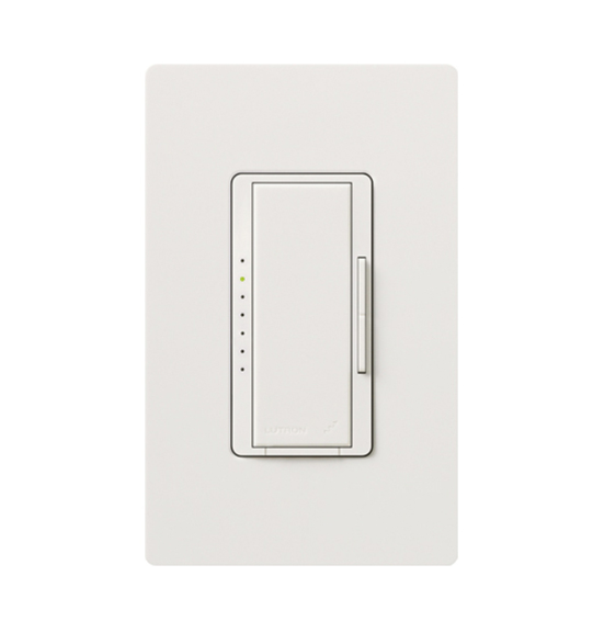 Lutron Maestro LED+ dimmer switch in Snow White