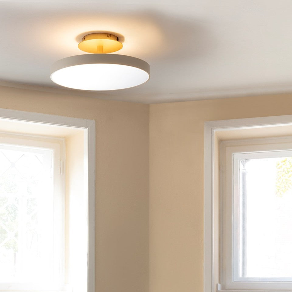 UMAGE Asteria UP Medium LED Flushmount Pearl White — styled interior view 2