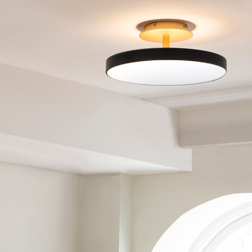 UMAGE Asteria UP Medium LED Flushmount Anthracite Grey — styled interior view