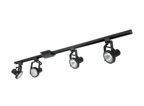 Nora Lighting NTL-158B/4H 4-ft Track Pack with (4) Gimbal Ring PAR30 Track Heads, Black