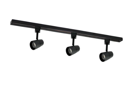 Nora Lighting NTLE-870927B 4-ft Track Pack with (3) MAC 800lm LED Track Heads, 2700K, Black Finish