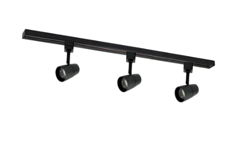 Nora Lighting NTLE-870930B 4-ft Track Pack with (3) MAC 800lm LED Track Heads, 3000K, Black Finish