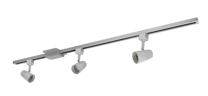Nora Lighting NTLE-870930S 4-ft Track Pack with (3) MAC 800lm LED Track Heads, 3000K, Silver Finish