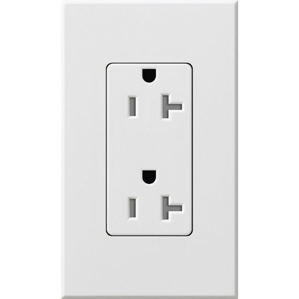 Lutron Architectural 20 A duplex receptacle in White