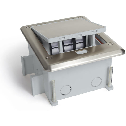 Lew Electric OB-1-SP-6PORT Stainless recessed floor box