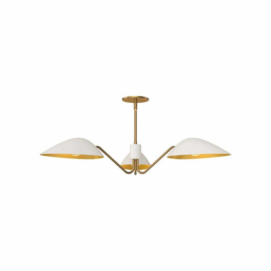 Alora Mood Oscar PD550336MBAG 36-Inch 3-Light Pendant in Matte Black with Aged Gold Accents and Steel Shades