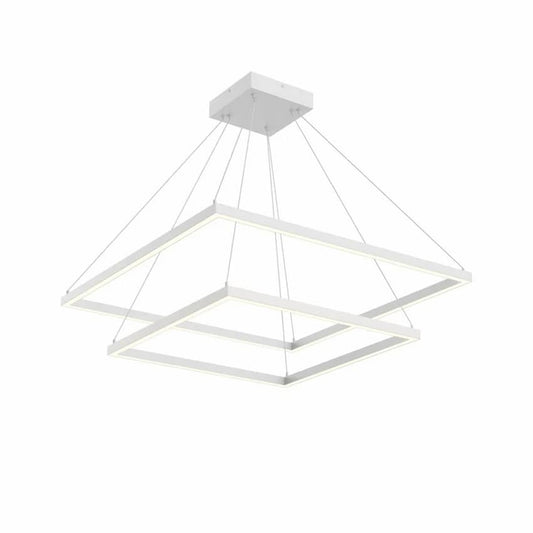 Kuzco CH88232 Piazza modern two-tier chandelier featuring illuminated square aluminum frames and frosted diffusers for luxury interiors
