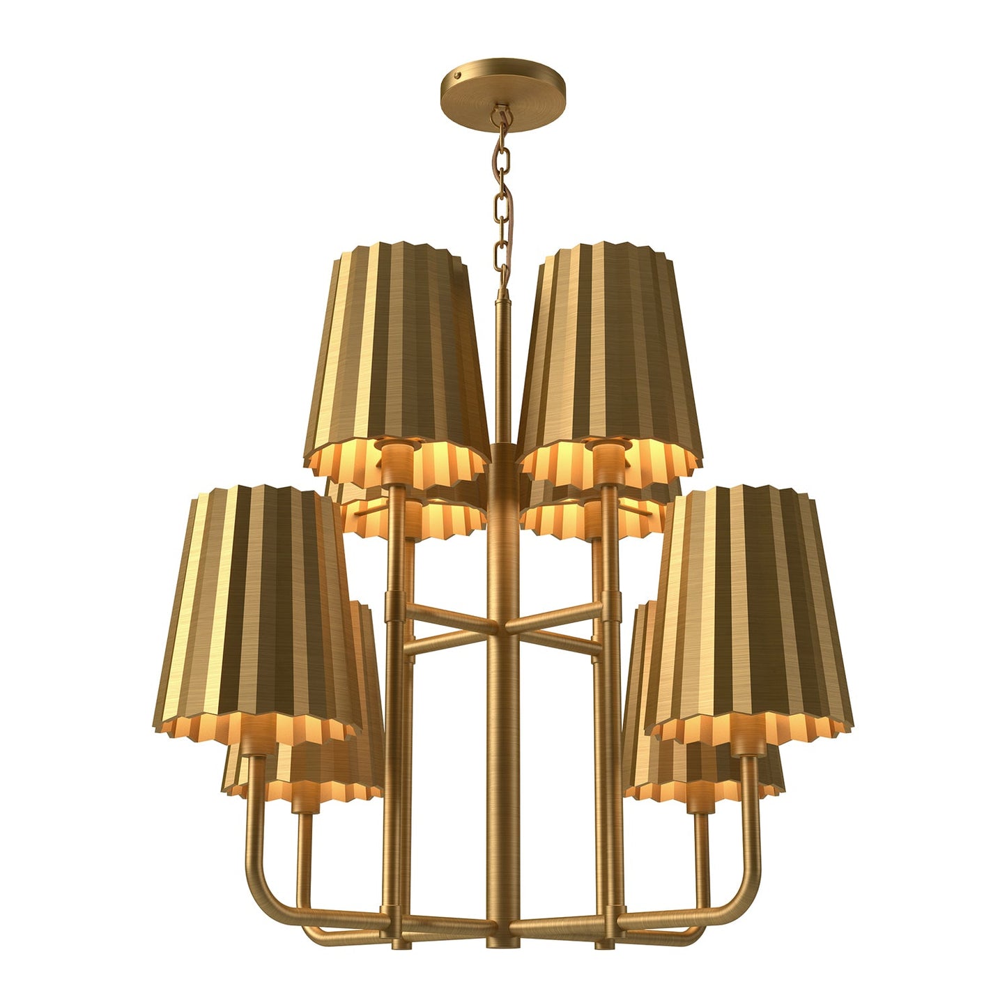 Alora Mood Plisse aged gold chandelier CH528830AG