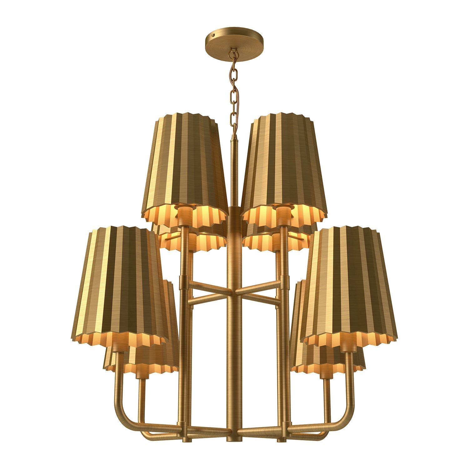 Alora Mood Plisse aged gold chandelier CH528830AG