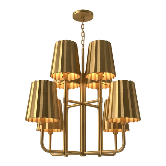 Alora Mood Plisse aged gold chandelier CH528830AG