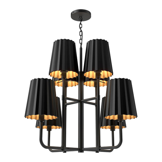 Alora Mood Plisse matte black chandelier CH528830MB