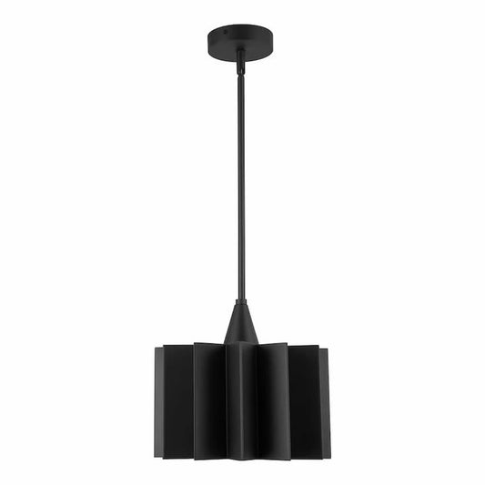 Alora Mood Plisse PD528412MB 12-Inch 1-Light Pendant in Matte Black Finish with Pleated Steel Shade