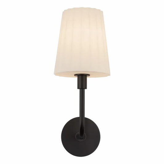Alora Mood Plisse WV628107MBOP 7-Inch 1-Light Vanity Light in Matte Black Finish with Matte Opal Glass Shade