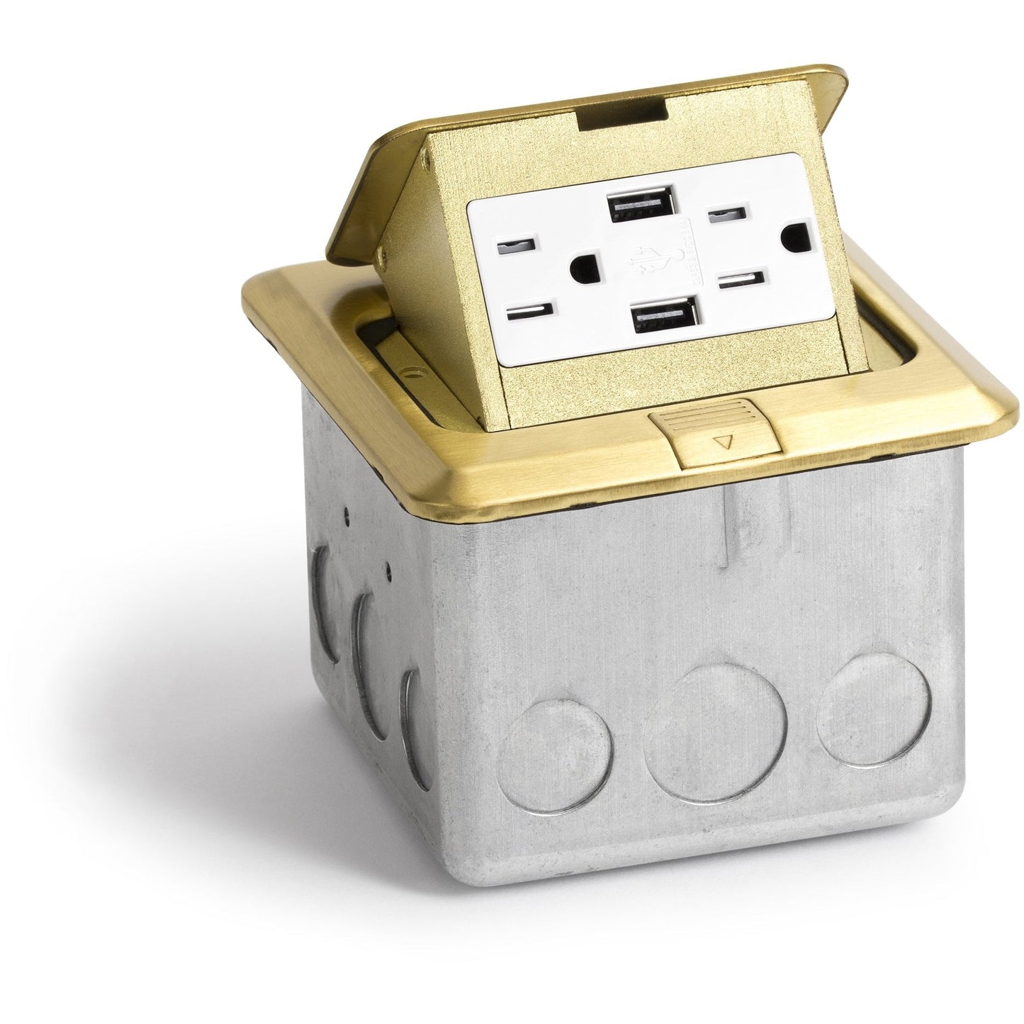 Lew Electric PUFP-SQ-BR-USB Brass floor box