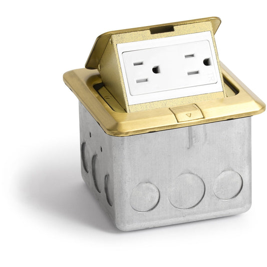 Lew Electric PUFP-SQ-BR Brass floor box