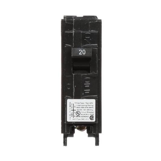 Siemens 20 Amp 1-Pole 120V 22kA Plug-In Molded Case Circuit Breaker, Type QPH