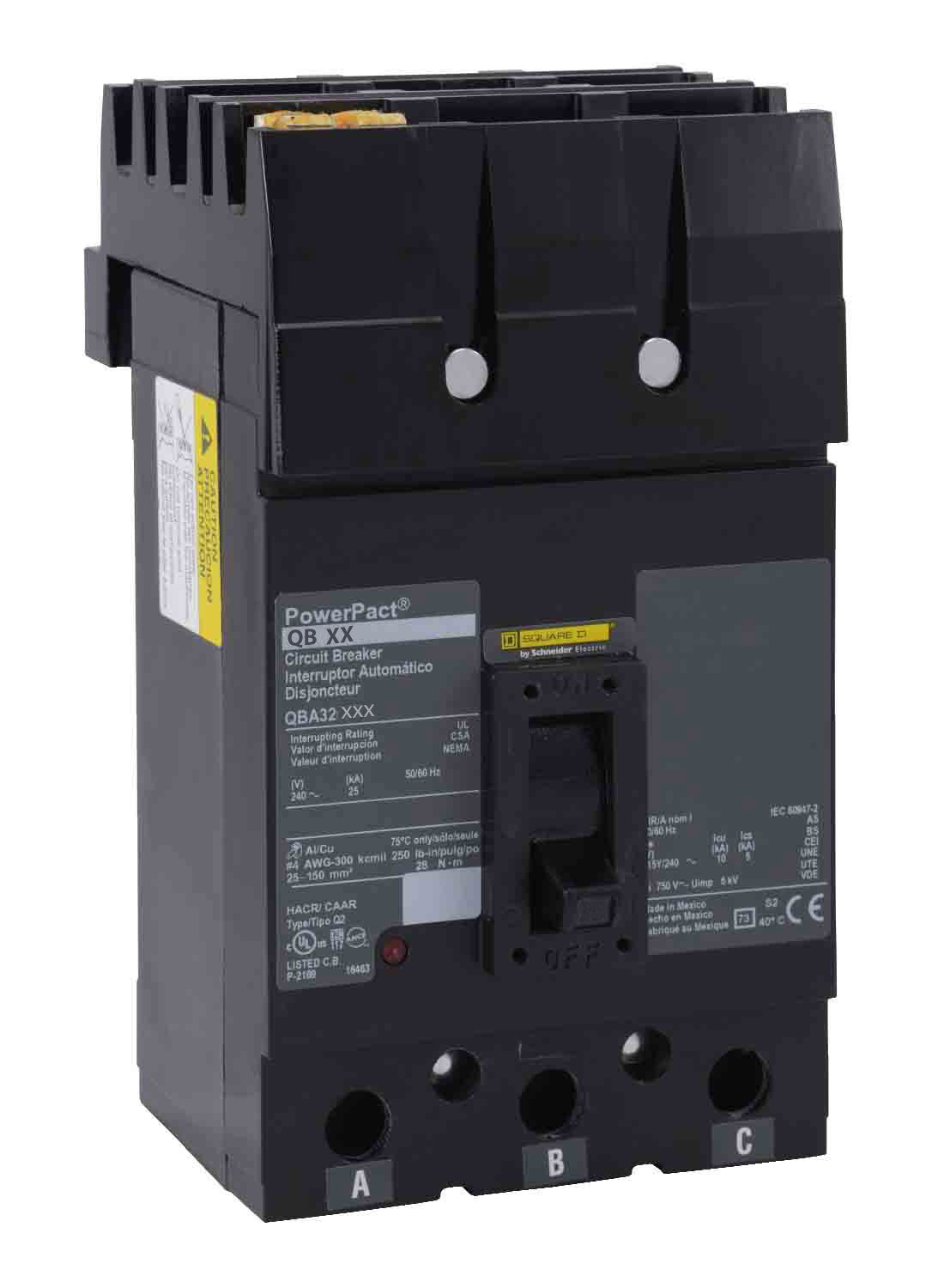 Square D 125A 240V 3 Pole I-Line Molded Case Circuit Breaker PowerPact Q Series