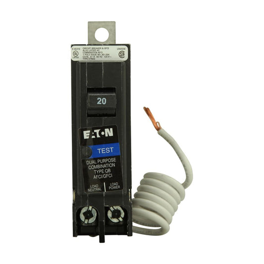 Cutler Hammer 20A 1-Pole Bolt-On Arc Fault/Ground Fault Circuit Breaker 10 kAIC