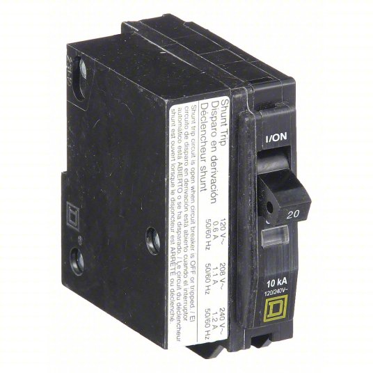 Square D 20A 1-Pole 120/240V AC Miniature Circuit Breaker Plug-In 10kA Interrupt Rating