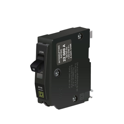 Square D 20 Amp 1 Pole 120/240VAC Thermal Magnetic Circuit Breaker Plug-On 22kA Interrupting Rating