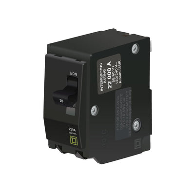 Square D 20 Amp 2 Pole 120/240V Plug-In Circuit Breaker 22kA Interrupt Rating QO Series