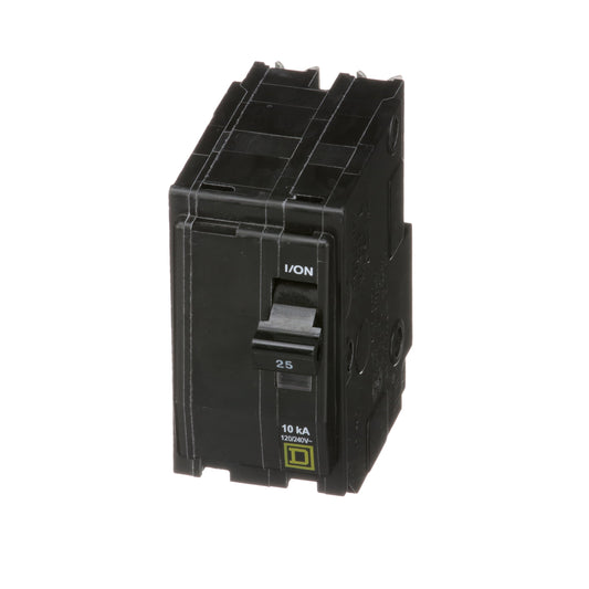Square D 25 Amp 2 Pole 120/240VAC Plug-In Circuit Breaker, 10kA Interrupt Rating