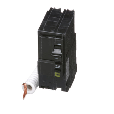 Square D 30 Amp 2 Pole 120/240VAC QO Series Ground Fault Circuit Breaker, Plug-In Mount, 10kA Interrupt, Thermal Magnetic Trip, UL/CSA Listed