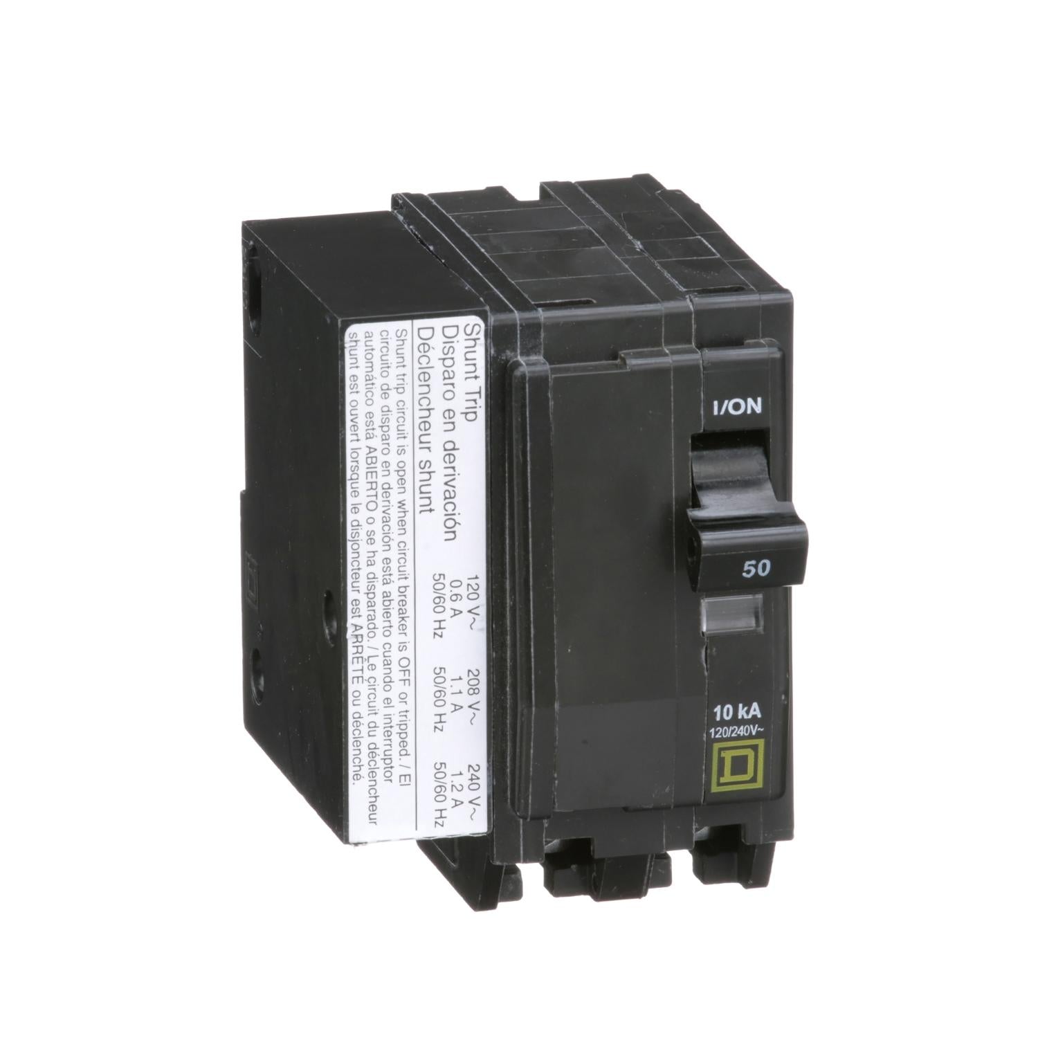 Square D 50A 2-Pole 120/240V QO Series Shunt Trip Circuit Breaker