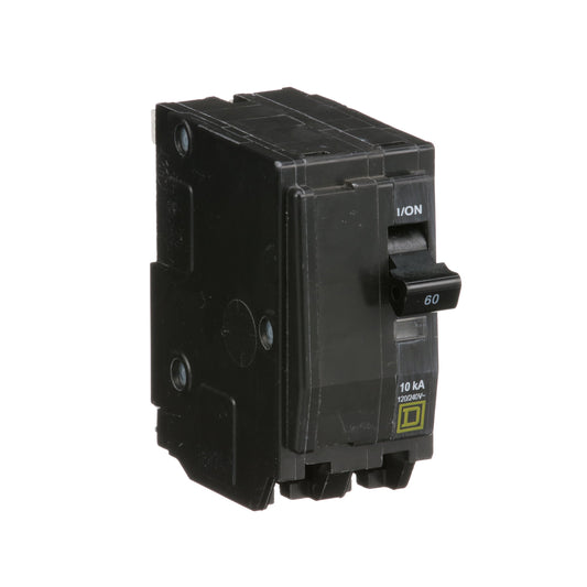 Square D 60 Amp 2 Pole 120/240VAC 10kA Interrupt Rating QO Series Plug-In Miniature Circuit Breaker