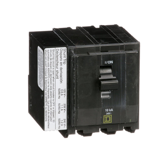 Square D 20 Amp 3 Pole 240V Plug-In Circuit Breaker with Shunt Trip, 10kA Interrupt Rating
