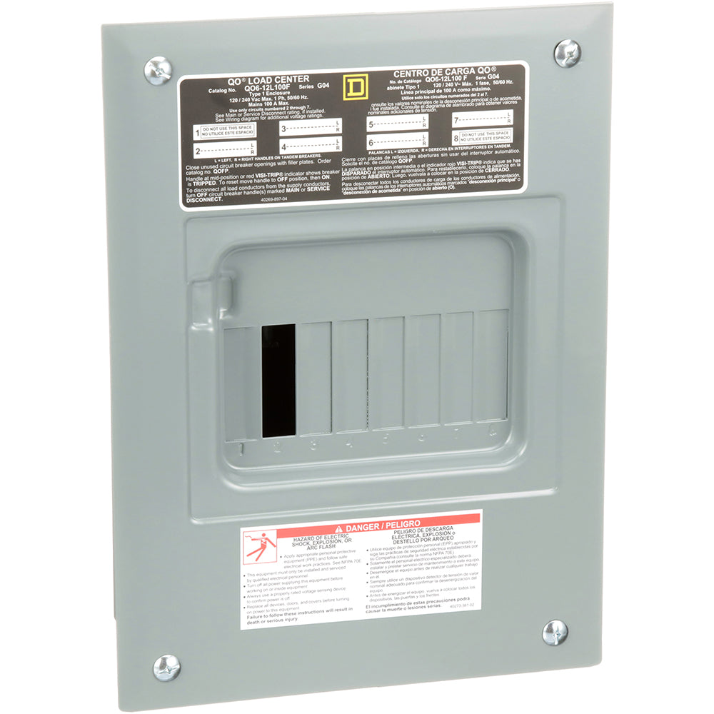 Square D 100A 120/240V 1-Phase 6-Space Main Lug Load Center NEMA 1