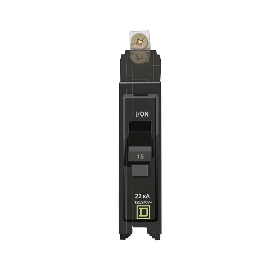 Square D 15 Amp 1 Pole 120/240V AC Bolt-On Miniature Circuit Breaker 22kA Interrupt Rating